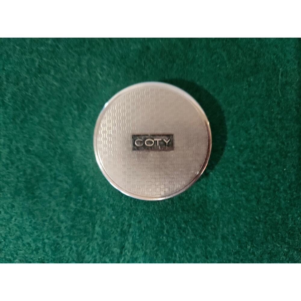 Coty Compact small silver tone textured checkerboard design